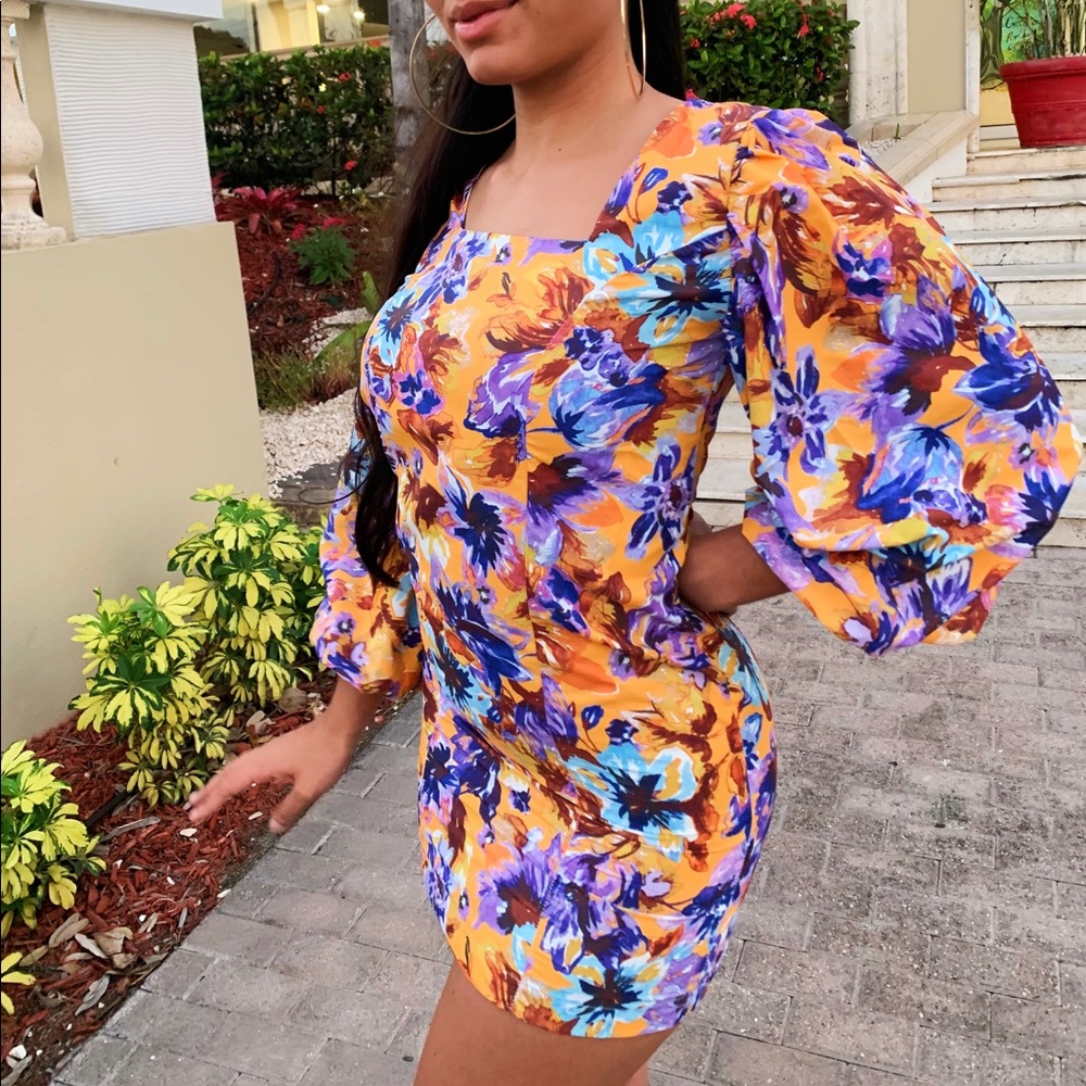 Orquídeas puffy sleeves dress💐